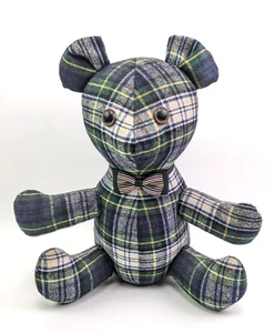Tartan Plaid Teddy Bear Stuffed  Plush Toy 15" Multicolor Soft - Picture 1 of 7