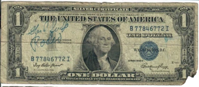 1935E 1$ Silver Certificate - Blue Seal, No Motto - IBP/GMH B77846772I - #13480 - Image 1 of 2