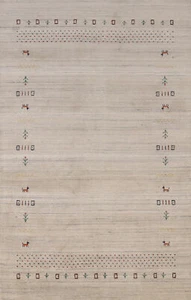 High-quality Beige Rug Wool Handmade Gabbeh Bedroom Sized Carpet 5x8 ft. - Picture 1 of 20