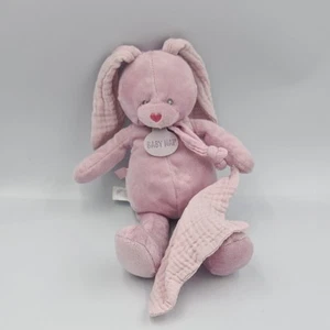 Doudou lapin rose cassis Lili mouchoir BABY NAT - 36138 - Photo 1/2