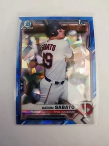 Aaron Sabato 2021 Bowman Chrome Sapphire BCP-125 Refractor Twins Rookie RC Qty - Foto 1 di 4
