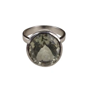 Sterling Silver Womens Green Gemstone Ring Stamped Bold Setting Silver 925 Sz 5 - Picture 1 of 5