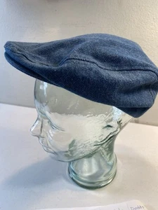 Vintage Denim Newsboy Cap Small USA Union Made Size 6 3/4- 6 7/8 Blue - Picture 1 of 11