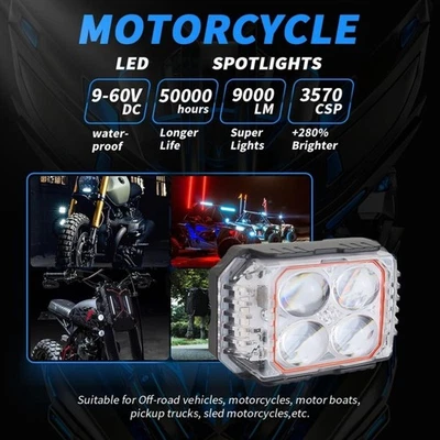 Led Motorcycle Auxiliary Driving Lamp Headlight Fog Light Dual Color 27W - Image 1 of 4