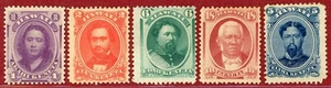 US Hawaii 1864-86, #30-34, 5 Different,Mint,OG,LH,SCV $235(5c Blue Not Counted) - Picture 1 of 2