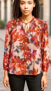 Soft Surroundings Celandine Balloon Sleeve Floral Top Size Large Bloomcore - Picture 1 of 8