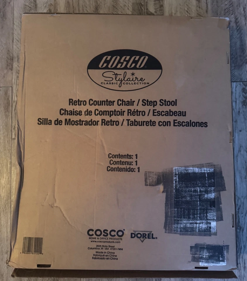COSCO BLACK RETRO COUNTER CHAIR STEP STOOL BLACK - NEW IN BOX - Image 1 of 4
