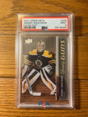 Jeremy Swayman RC 2021-22 Upper Deck Card "Young Guns" #226 'CLEAR CUT" PSA 9 - Image 1 of 2