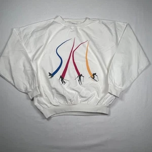Vintage 80s Crazy Shirts Ski Pullover Downhill Skiing Lightweight White Large - Picture 1 of 13