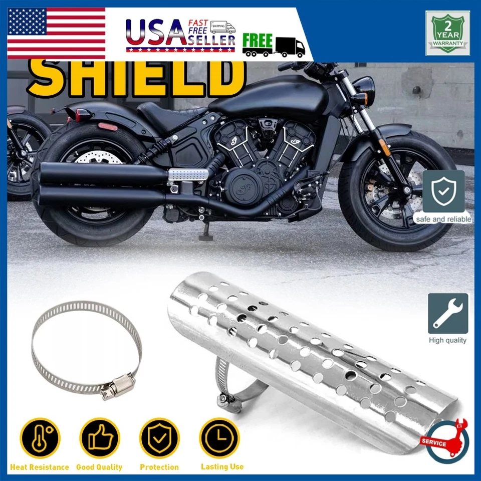 Universal Motorcycle Pipe Guard Heat Silver Shield For Honda Kawasaki Dirt Bike - Image 1 of 4