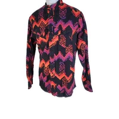 Wrangler Brush Shirt Mens 16-36 Geometric Color Aztec Western Cowboy USA 90s Vtg - Image 1 of 4