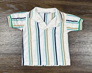 Camisa Billy the Kid vintage años 70 a rayas neutras con cuello para niños - Imagen 1 de 5