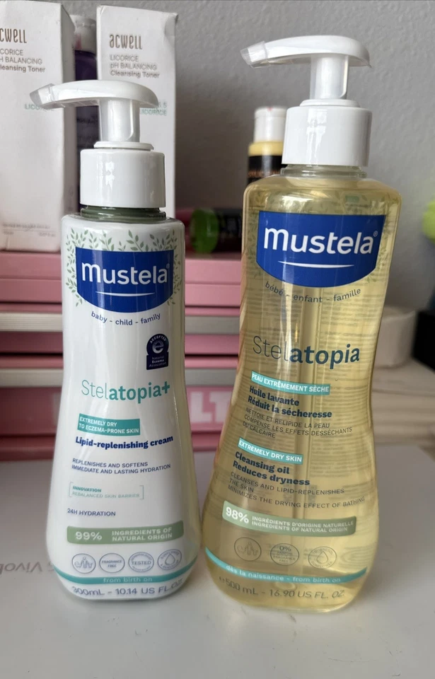Aceite Limpiador Mustela Stelatopia 16.9, Estelatopia + Crema Reponedora de Lípidos 5.0 Foto 1 de 3