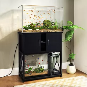 TC-HOMENY 29 Gallon Aquarium Stand with Cabinet & Power Outlets Fish Tank Stand - Picture 1 of 19