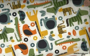 Baby jungle animals giraffe elephant Timeless Treasures childrens fabric - Picture 1 of 1