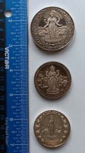 SEVEN MIXED INDIA SILVER TOKENS - Picture 1 of 4