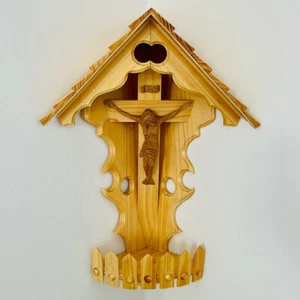 Herrgottswinkel Wand-Eck-Kruzifix-Ikone Holz Kreuz Ecke Schrein Jesus Christus - Picture 1 of 6