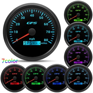 110MM Black GPS Speedometer 0-80MPH Gauge Waterproof for Motorcycles Boat Car - Picture 1 of 19