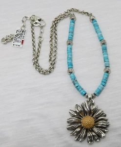 Brighton DAISY DEE NWT $118 Two Tone Daisy Turquoise Beaded Necklace - Picture 1 of 2