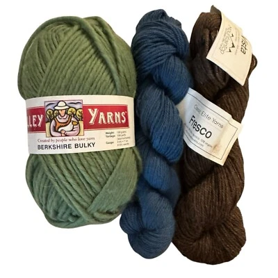 Alpaca Wool Blend 3 Hanks Yarn Classic Elite Valley Yarns Green Teal Brown NWT - Image 1 of 4
