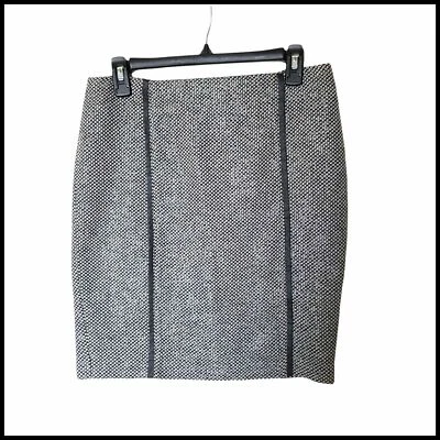 Falda Cynthia Rowley Lápiz Brillo Rayas Negras Talla 4 Lana Abertura Trasera Foto 1 de 4