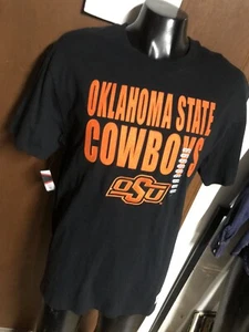 new Mitchell & Ness OSU Oklahoma St Cowboys Black T Shirt Mens L Large SEWN-ON - Picture 1 of 13
