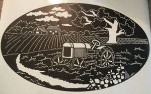 (2) TRACTOR FARM FIELD DECALS VINYL GRAPHIC  RV CAMPER MOTOR HOME TRAILER VAN - Picture 1 of 3