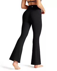 Asymmetrical Flare Leggings for Women Seamless Front Yoga Pants with Pocket B... - Picture 1 of 6