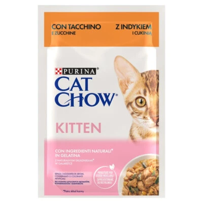 Purina Cat Chow Kitten 85g Feuchtfutter für Kätzchen mit Pute Zucchini in Gelee