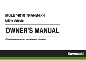 Libro manual del propietario Kawasaki 2017 transmisión MULE 4010 4x4 - Imagen 1 de 12