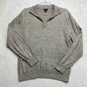 J Crew Sportsman Sweater Mens Large Gray 1/4 Zip Cotton Long Sleeve Casual - Picture 1 of 15
