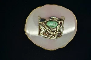 925 Sterling Silver Freeform Design Turquoise Pendant Charm -Very Heavy - Picture 1 of 6