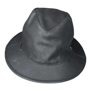 Helen Kaminski Black Wide Bucket Hat Goat Leather Street Style Australian Safari - Picture 1 of 13