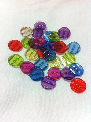 Gold Plated Stripe 2 Holes Acrylic Buttons/Sewing/Scrapbooking13mm/40 Pieces     - Image 1 of 4