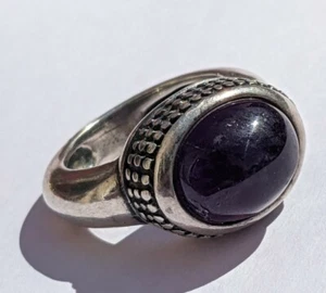 Sterling Silber 925 Cabochon Oval Lila Stein Statement Ring Größe 6 C7 - Bild 1 von 9