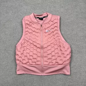 Nike Women's Aeroloft Cropped Puffer Vest Size M Pink Sleeveless Full Zip Gym - Picture 1 of 9