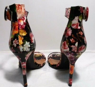 Zapato Republic La talla 6.5 negro rosa floral tiras tacones de aguja correa para el tobillo  Foto 1 de 4