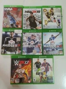 8x Game Lot WWE 2k17 NBA 2k15 2k19 NHL 15 Madden 16 17 18 Fifa 15 XBOX ONE - Picture 1 of 4