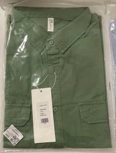 MEN’S 3XL SHORT SLEEVE COLLAR BUTTON DOWN GREEN SHIRT NEW W/TAGS - Picture 1 of 4