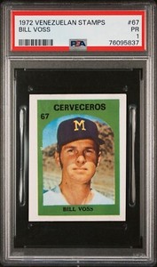 RARE BILL VOSS 1972 VENEZUELAN STAMP #67 GRADED PSA 1 POOR VINTAGE MLB TPHLC-776