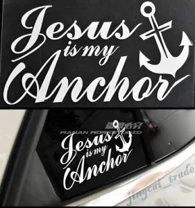 Adesivo Jesus is my Anchor logo auto SUV corpo finestra serbatoio carburante decalcomania argento - Foto 1 di 8