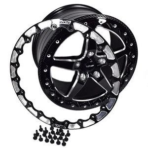 VMS Racing Black Beadlock Vstar Rim Wheel 17x10 5X120 +44 For 10-20 Chevy Camaro - Picture 1 of 5