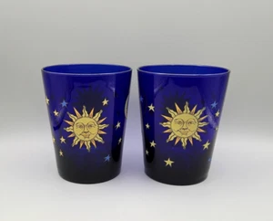 Libbey Cobalt Blue Celestial Double Old Fashioned Glasses Set of 2 - Picture 1 of 5