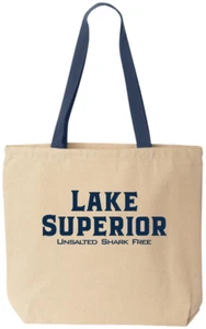 Lake Superior Unsalted Shark Free Tote Bag with Navy Ink - Liberty Bags 8868 - Picture 1 of 4
