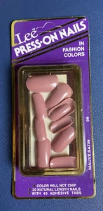 VTG NOS NEW '90's Dead Stock LEE Press On Nails Made in USA Mauve Satin - Picture 1 of 3
