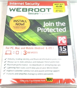 Webroot Secure Anywhere PC/Mac/Mobile Android & iOS Geräte Sicherheit BRANDNEU - Bild 1 von 2