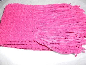Scarf 90" Long Hand Made Bright Pink  Scarf~5" Wide Fringe 6" - Picture 1 of 4
