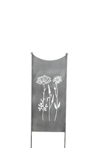 Stele Metall grau Sichtschutz "Wildblume" Windschutz Dekowand B38cm H118cm Deko - Bild 1 von 3