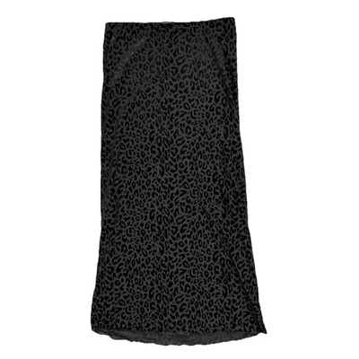 Black Velvet Burnout Cheetah Print Midi Skirt Womens Small Whimsigoth Dark Fairy - Image 1 of 4