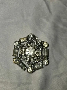 Vintage Silber Strass Baguette Brosche 60er Jahre Retro - Bild 1 von 8